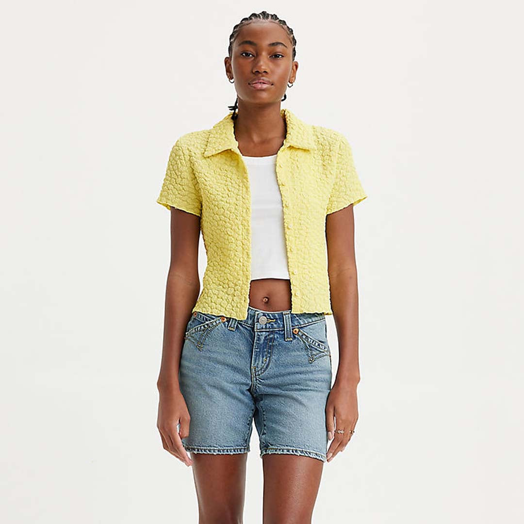 Yellow button best sale crop top