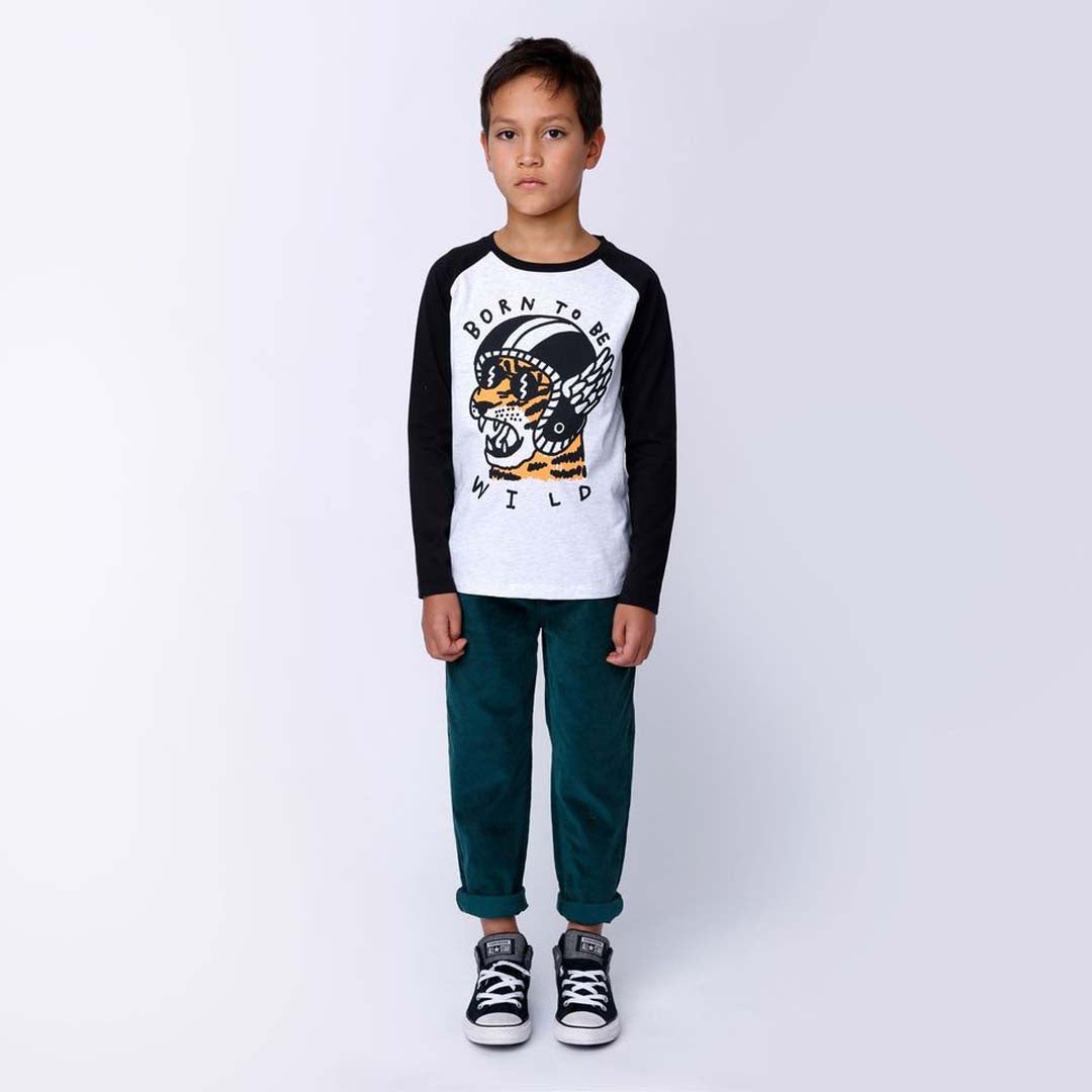 BORN TO BE WILD TEE | WHITE MARLE / BLACK