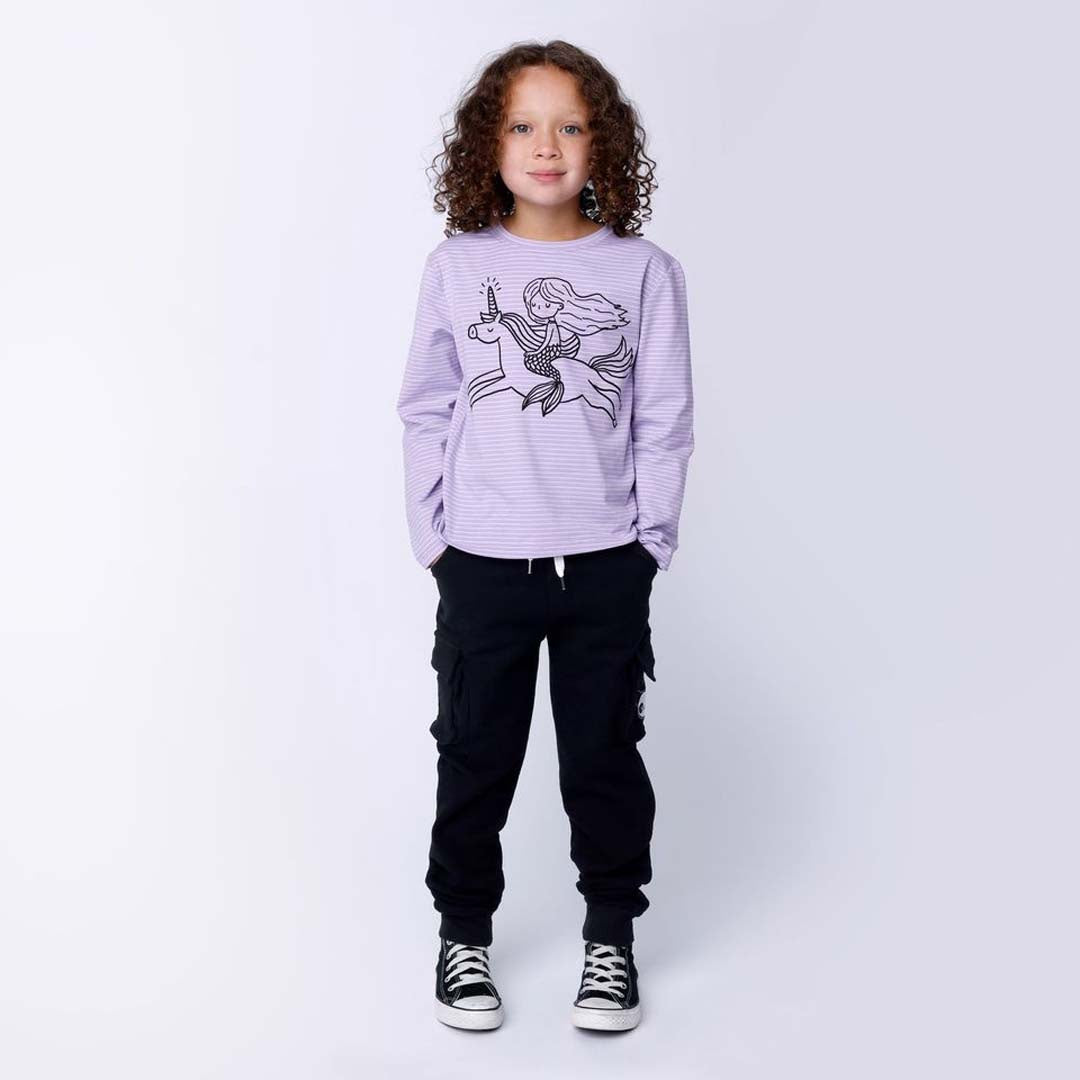 MERMAID AND UNICORN TEE | LILAC STRIPE