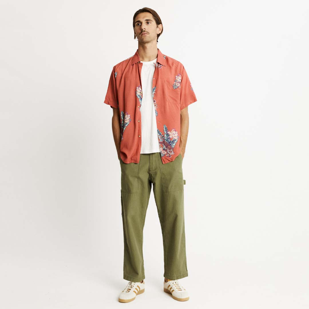 ZED BOWLER SHIRT | RED TROPICAL PRINT