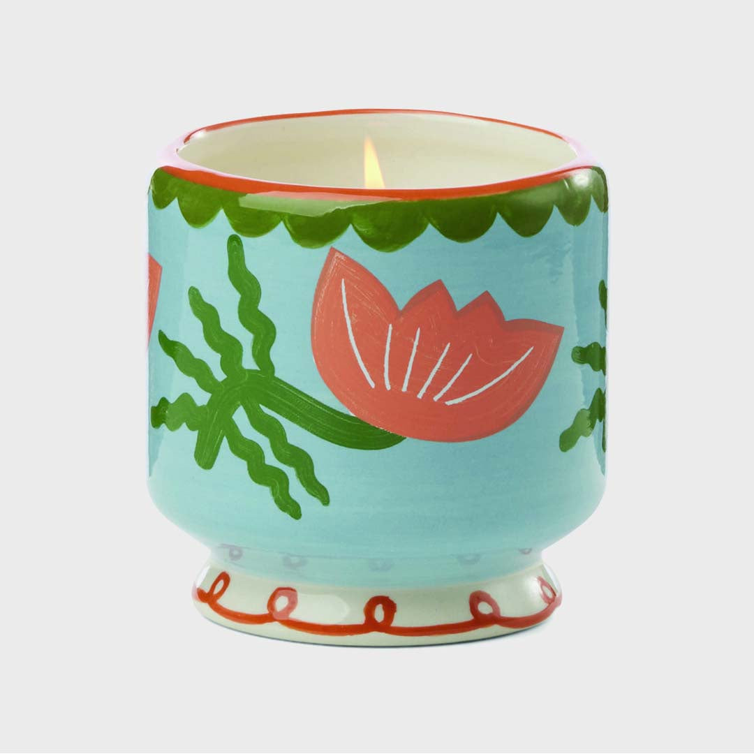 ADOPO 8oz FLOWER CERAMIC CANDLE | CACTUS FLOWER