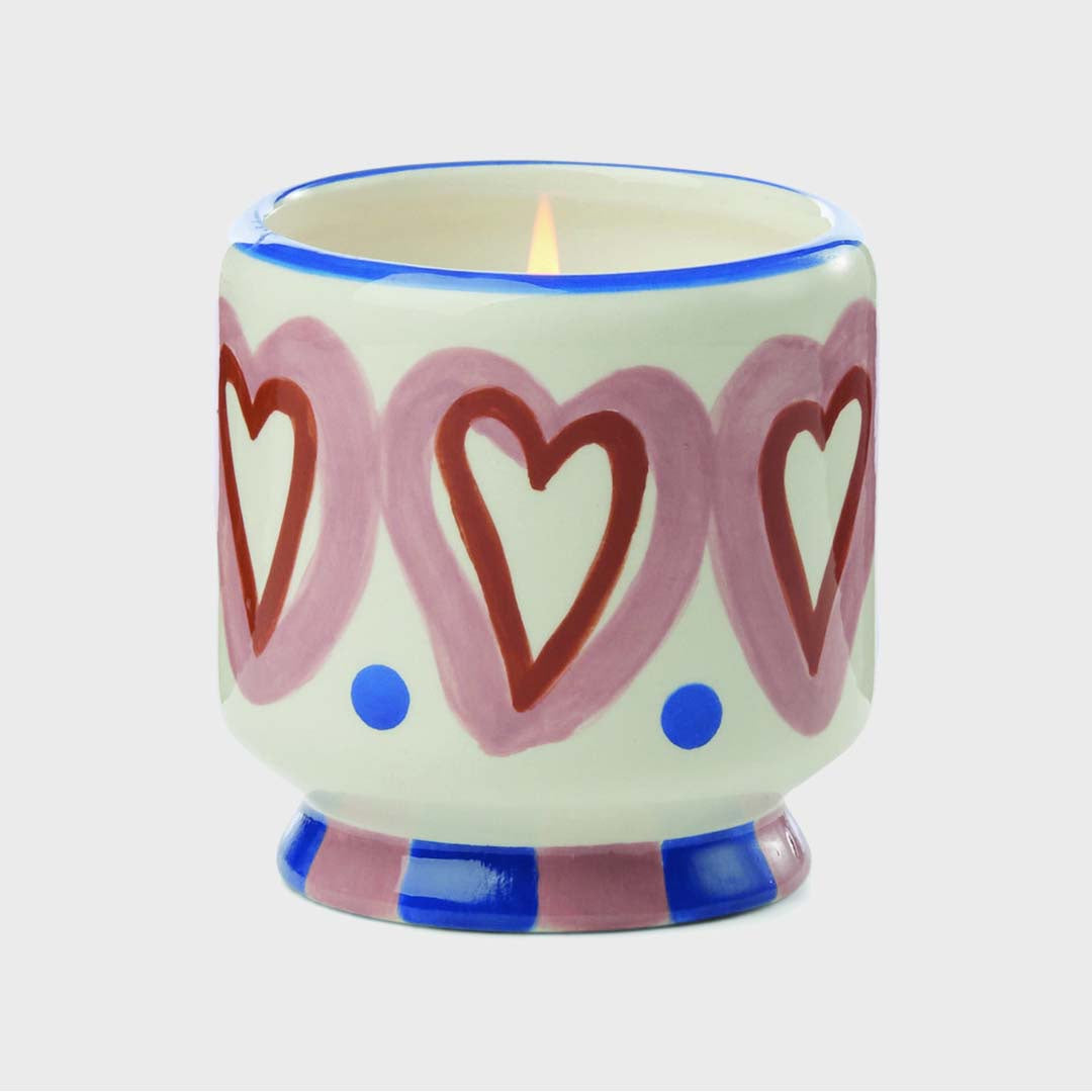 ADOPO 8oz HEARTS CERAMIC CANDLE | ROSEWOOD VANILLA