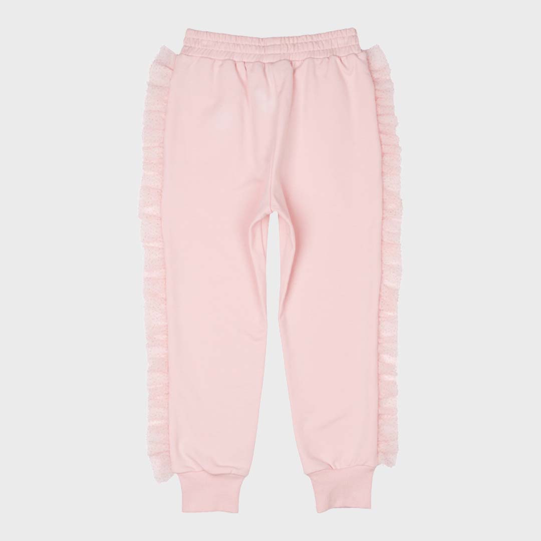 GLITTER RUFFLES TRACK PANTS