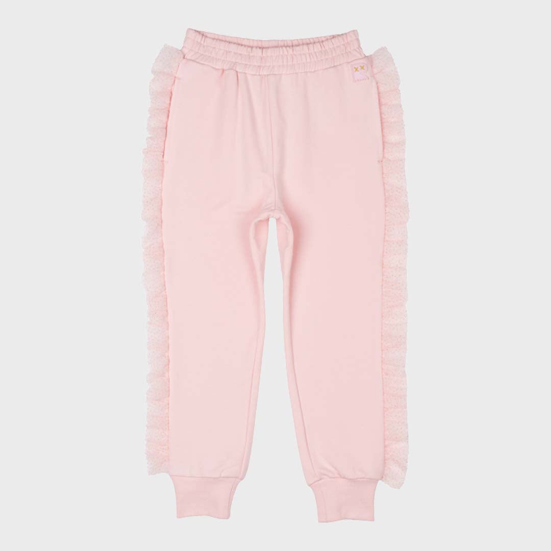 GLITTER RUFFLES TRACK PANTS