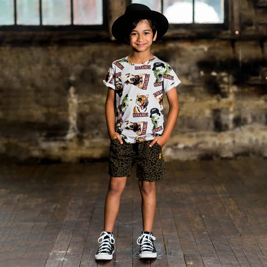 LEOPARD SHORTS - KHAKI