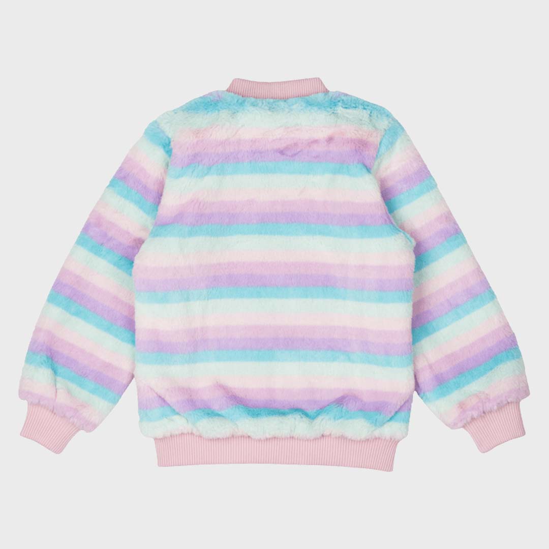 PASTEL STRIPE FAUX FUR JACKET