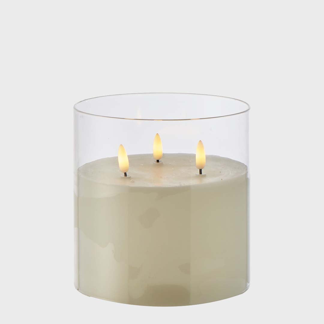 GLASS TRIFLAME CANDLE | CLEAR