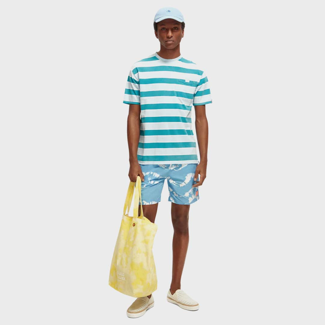 YARN-DYED STRIPE T-SHIRT | BLUE/GREEN STRIPE