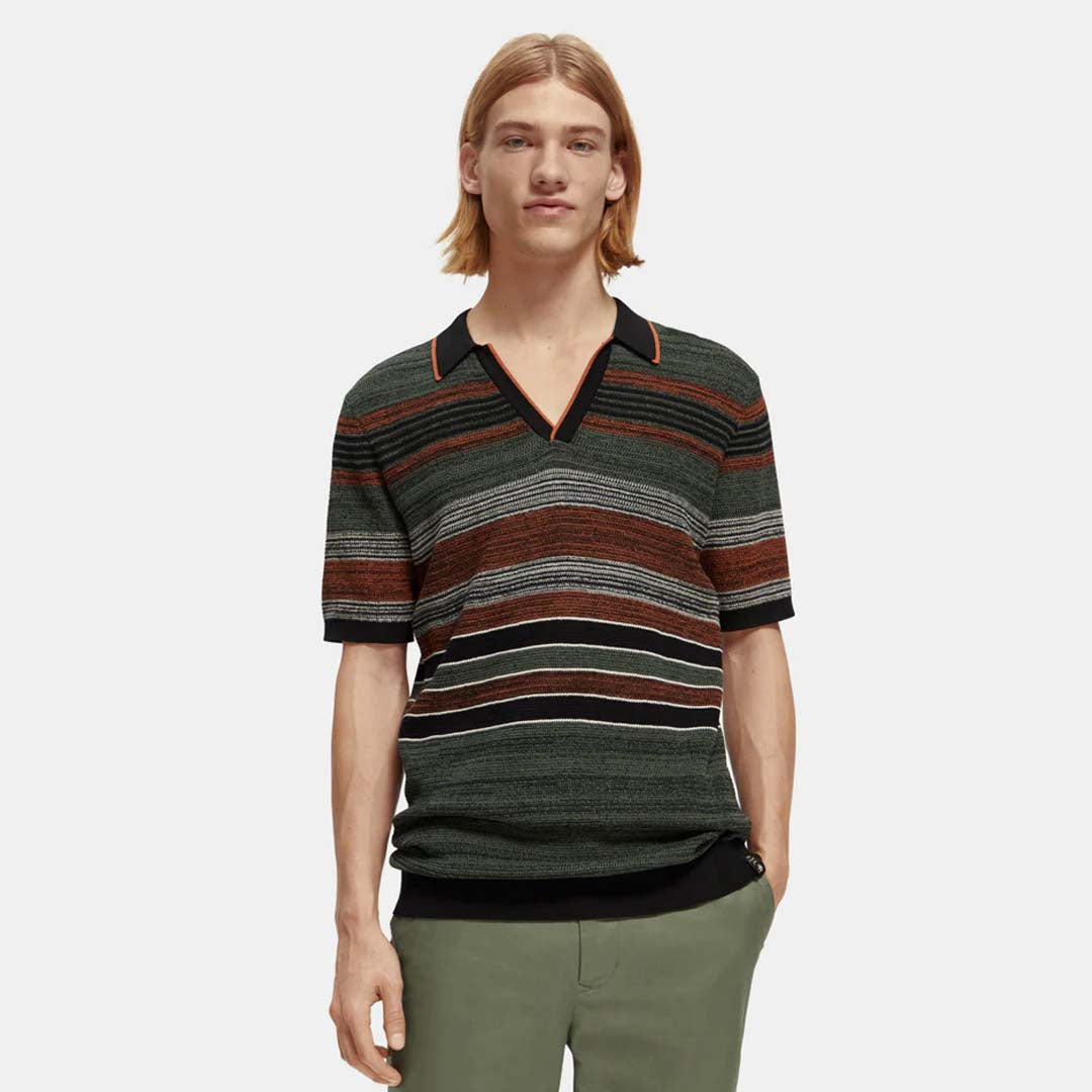 KNITTED STRIPED POLO SHIRT | MULTI STRIPE