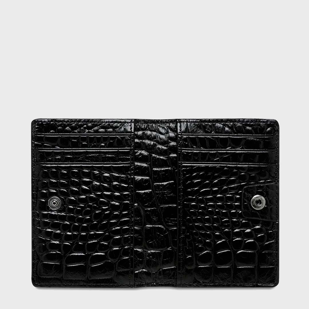 Easy Does It Wallet | Black Croc Emboss