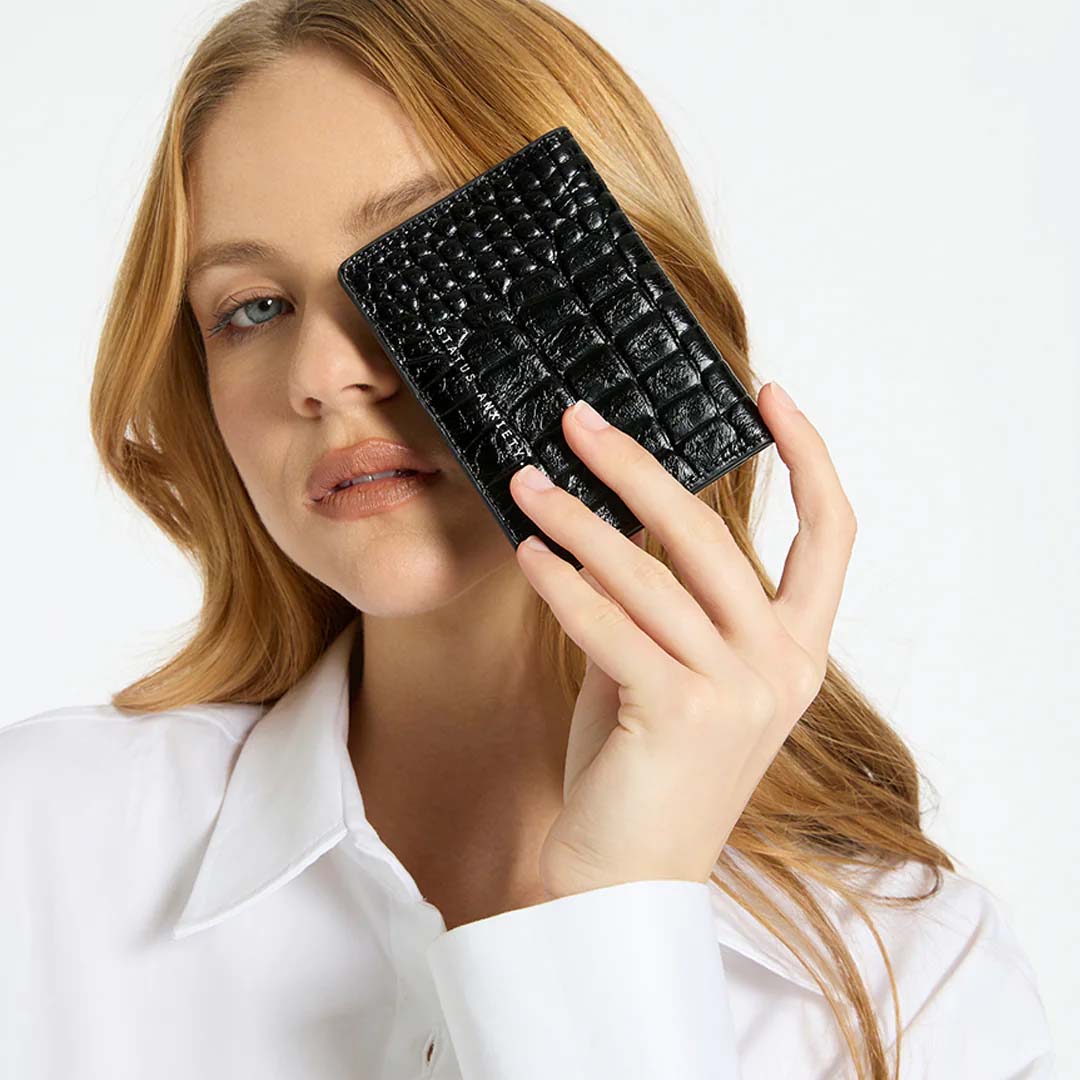 Easy Does It Wallet | Black Croc Emboss