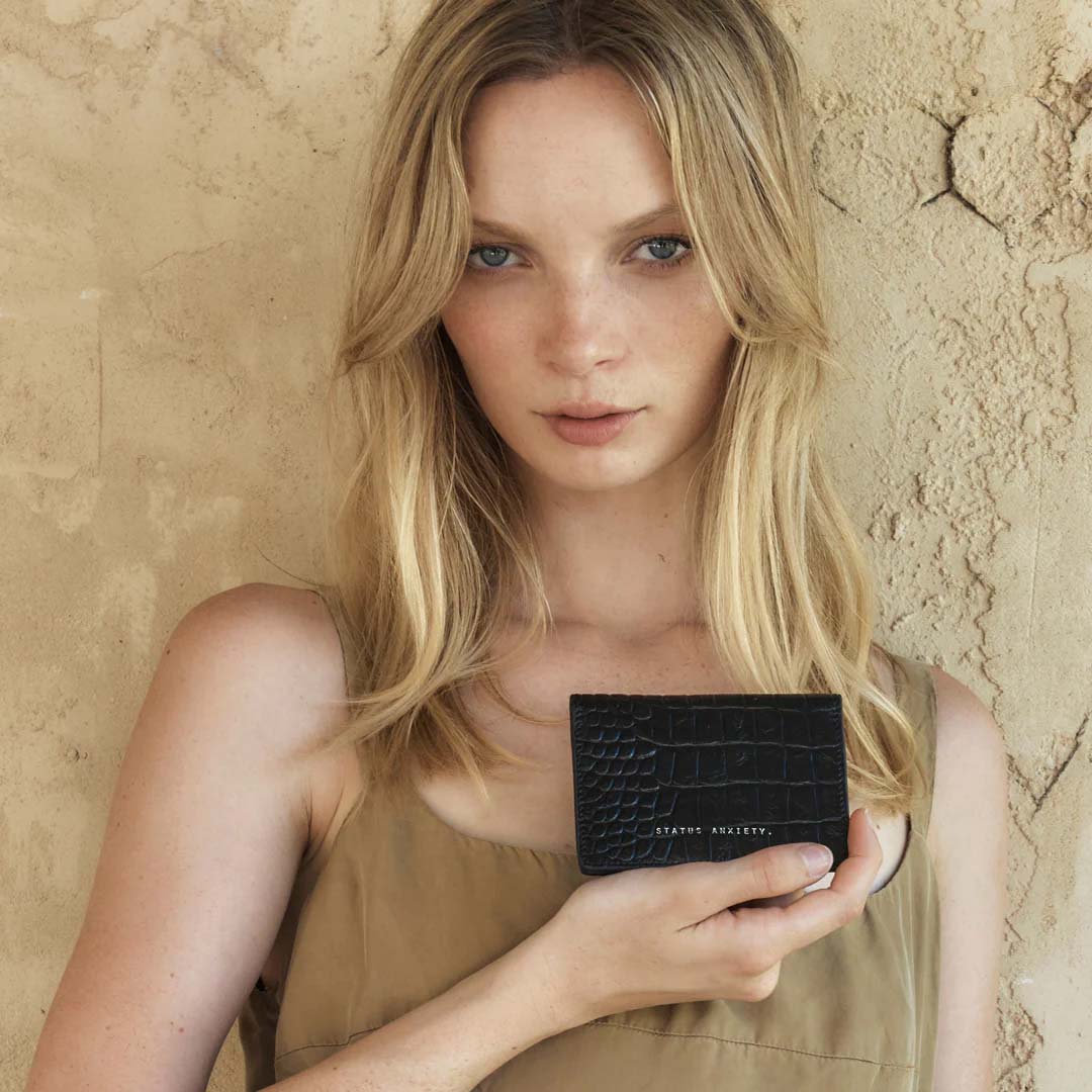 Easy Does It Wallet | Black Croc Emboss
