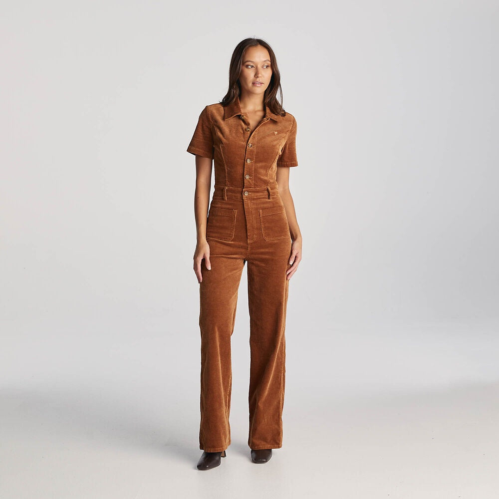 JOSIE CORD ROMPER | TAN CORD