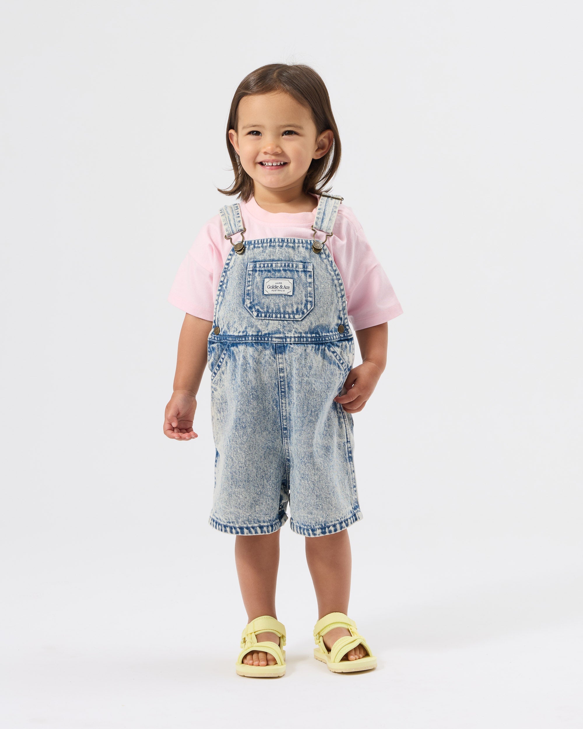 Burton Vintage Washed Denim Overalls worn on body