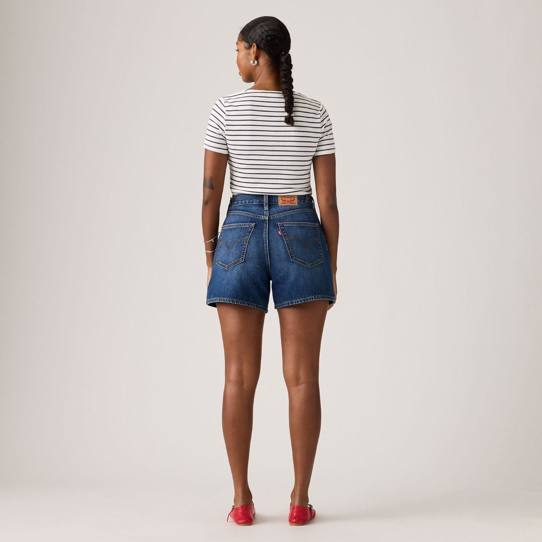 Cinch Mid-Thigh Shorts in Kiss Goodbye Short, back view