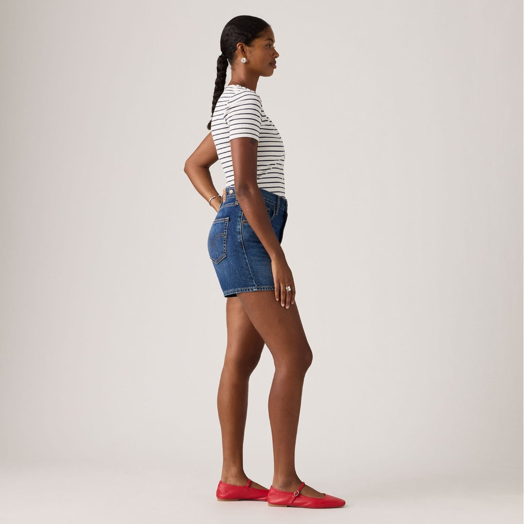 Cinch Mid-Thigh Shorts in Kiss Goodbye Short, side view