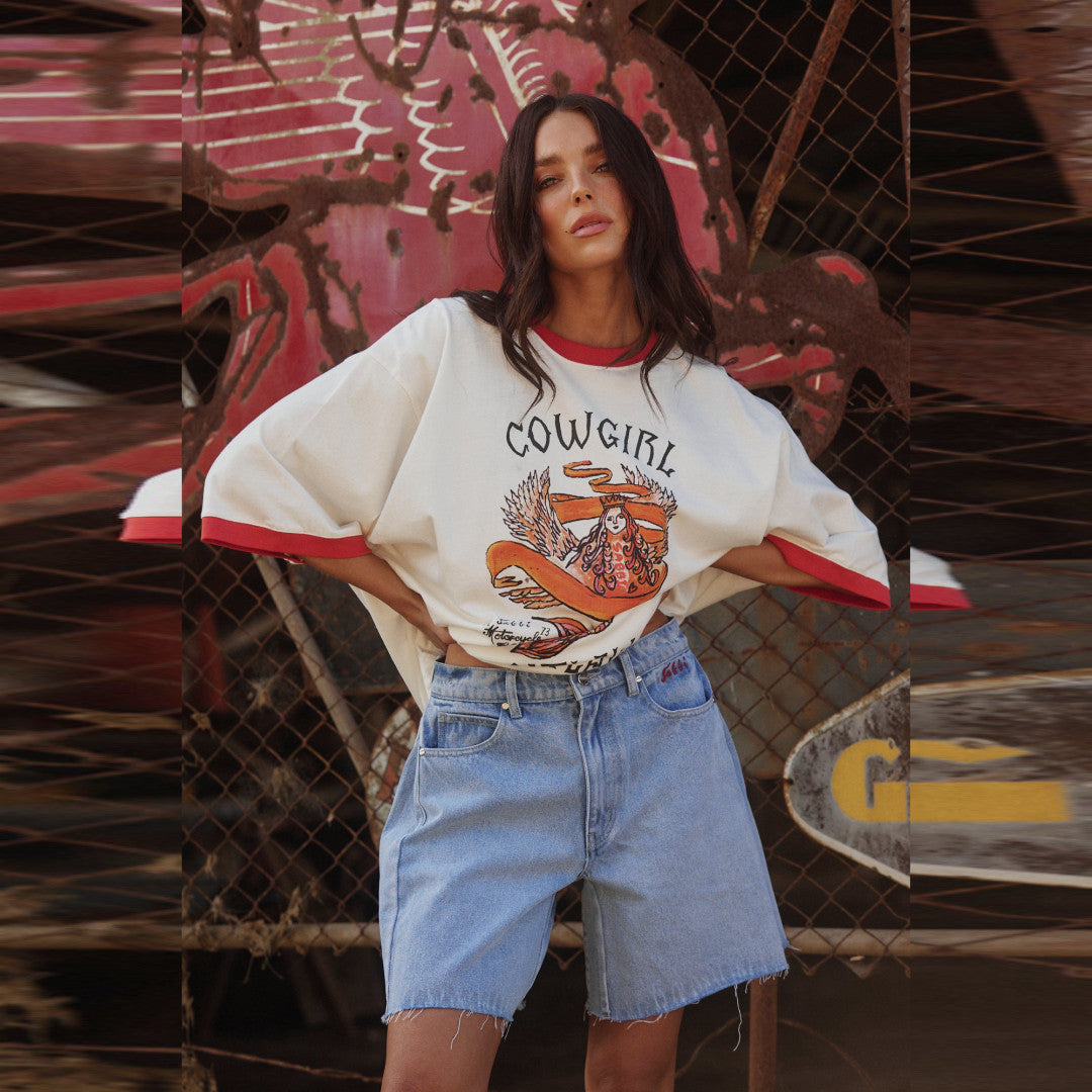 Very Oversized Cowgirl Outlaw Tee | White — view 1