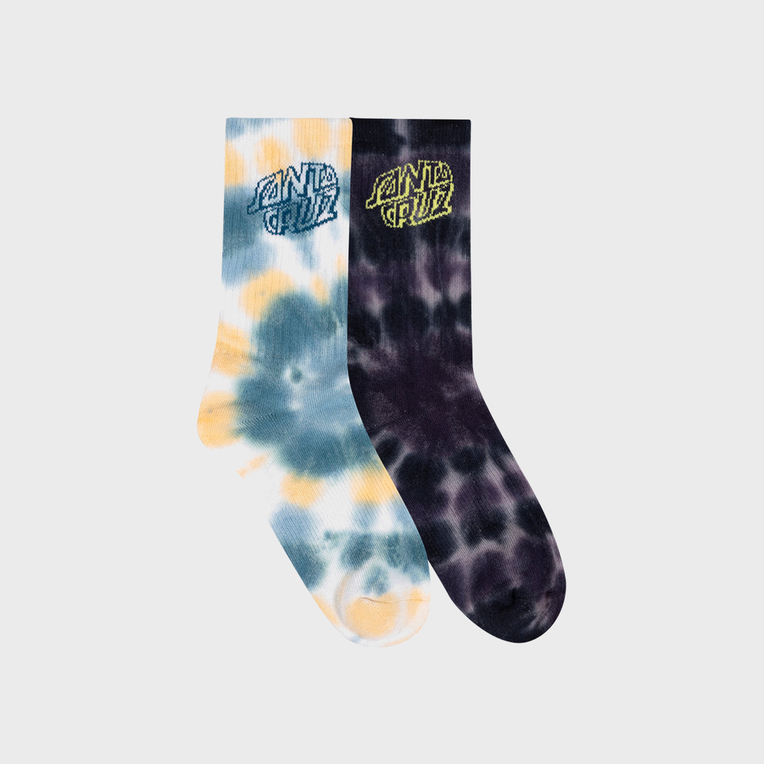 Malba Crash Stack Crew Sock 2 Pack | Teal Tie Dye-Black Tie Dye