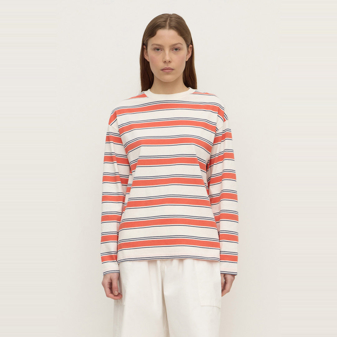 Eliana Stripe Cotton Long Sleeve Tee | Dahlia Stripe — image 1