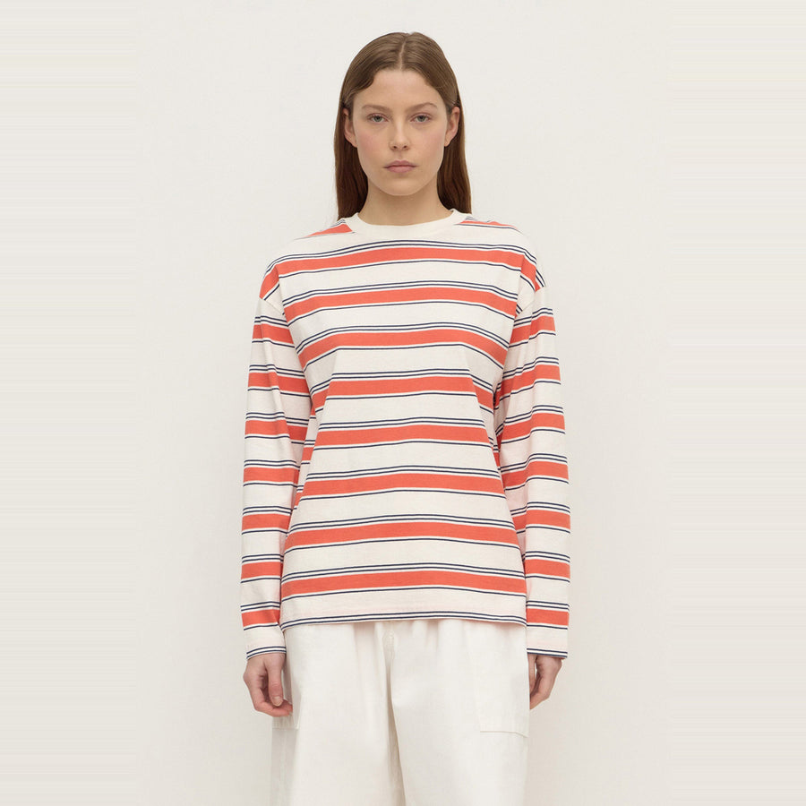 Eliana Stripe Cotton Long Sleeve Tee | Dahlia Stripe — image 1