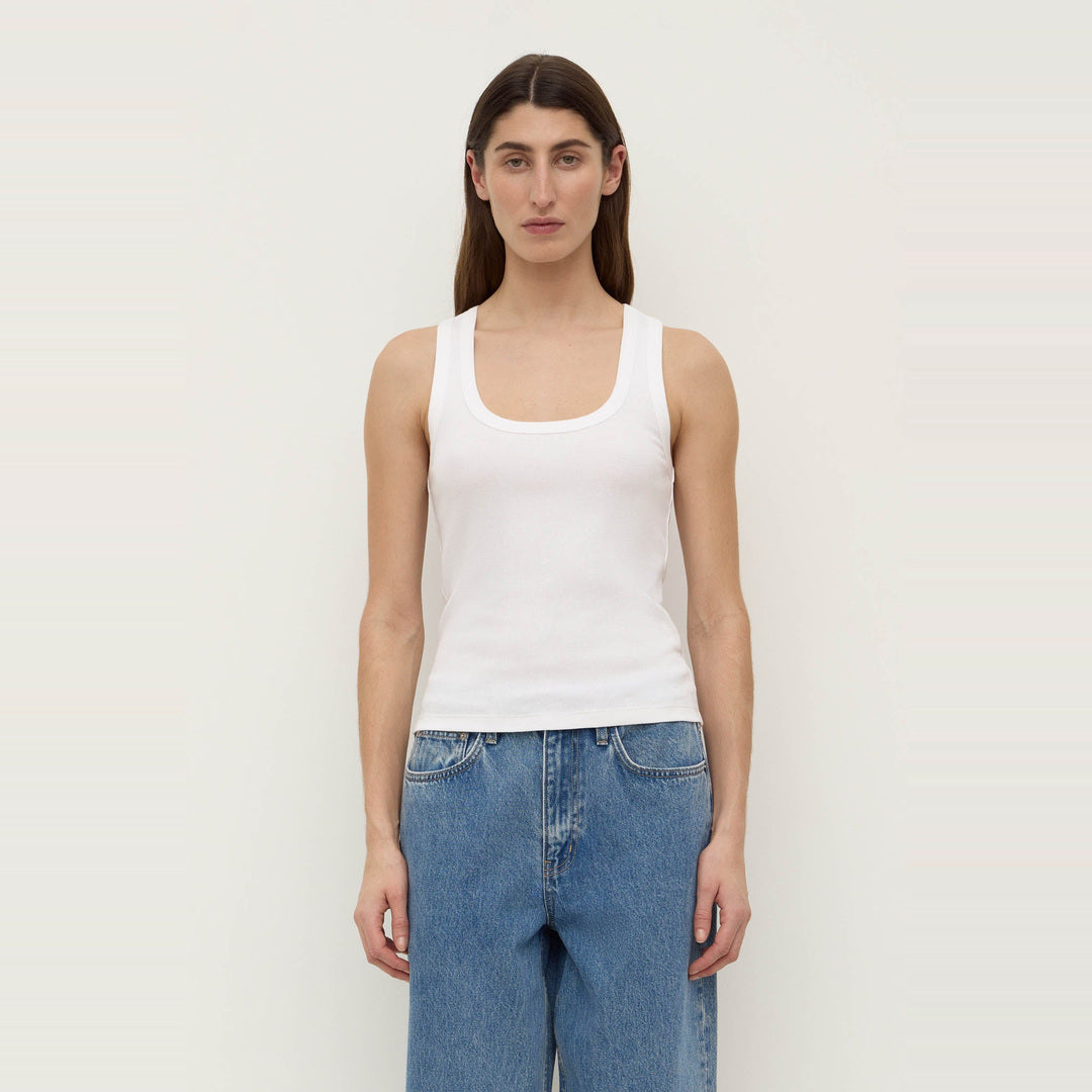 Robyn Scoop Neck Rib Tank | White — image 1