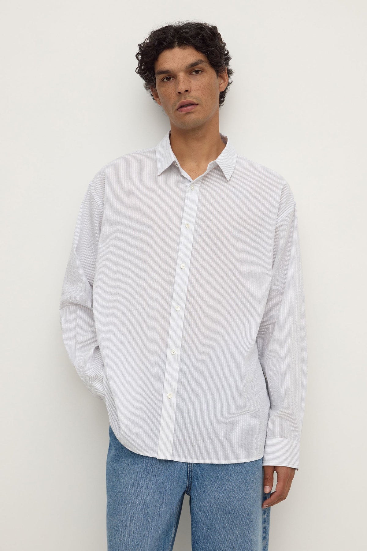 Will Long Sleeve Shirt | White Navy — image 1