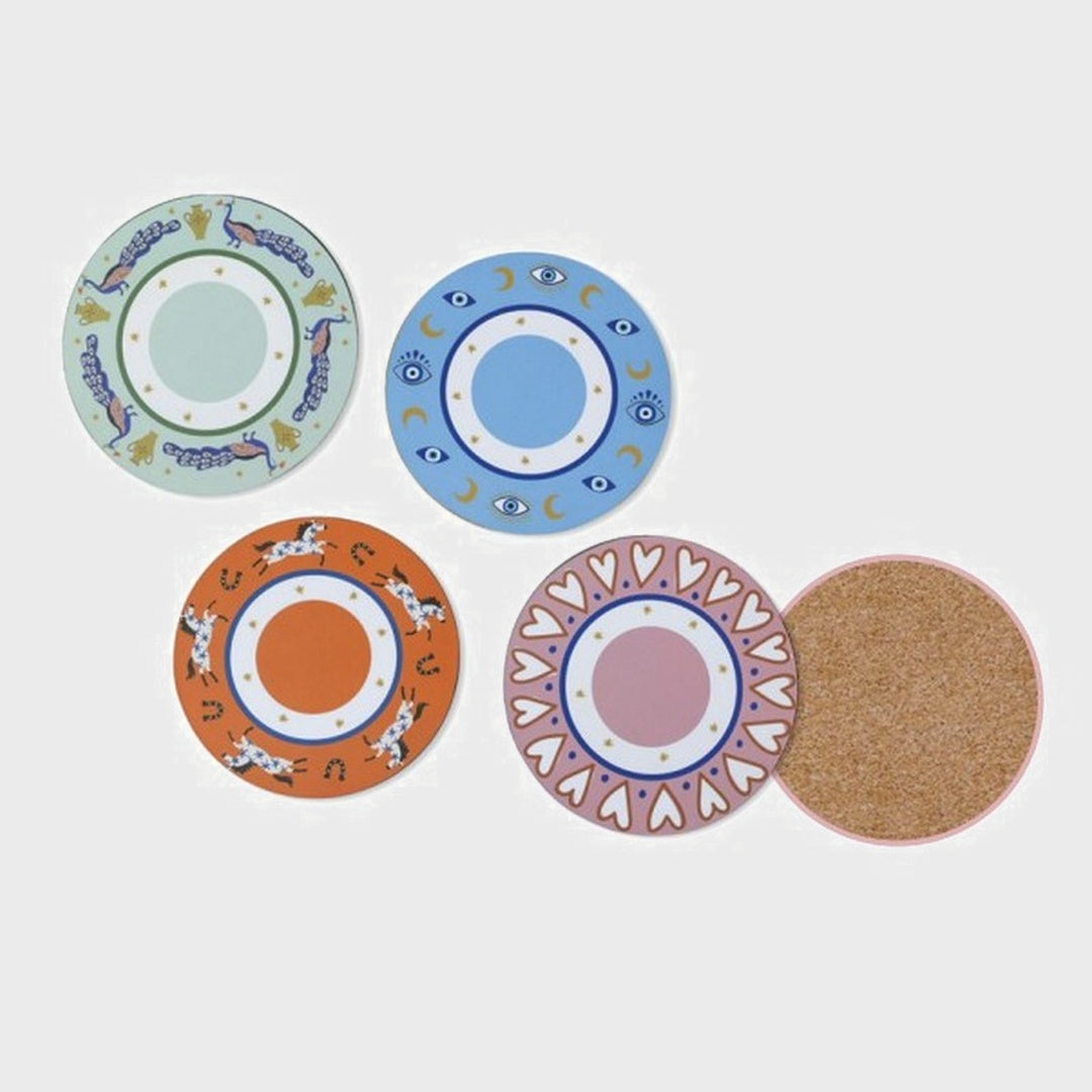 A Dopo Coasters Set of 4 | Eye, Peacock, Heart + Horse — image 1