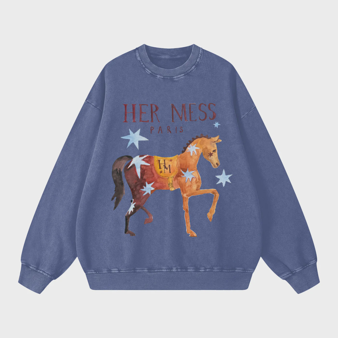 Her Mess Acid Wash Crew | Blue