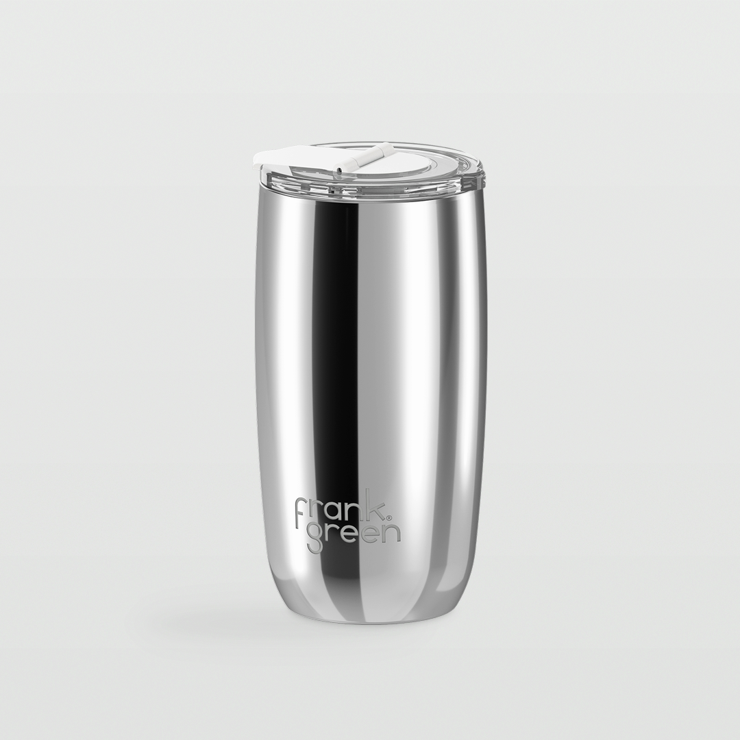 Edition II Coffee Cup with Hinge Lid (475ml) | Chrome Silver — image 2