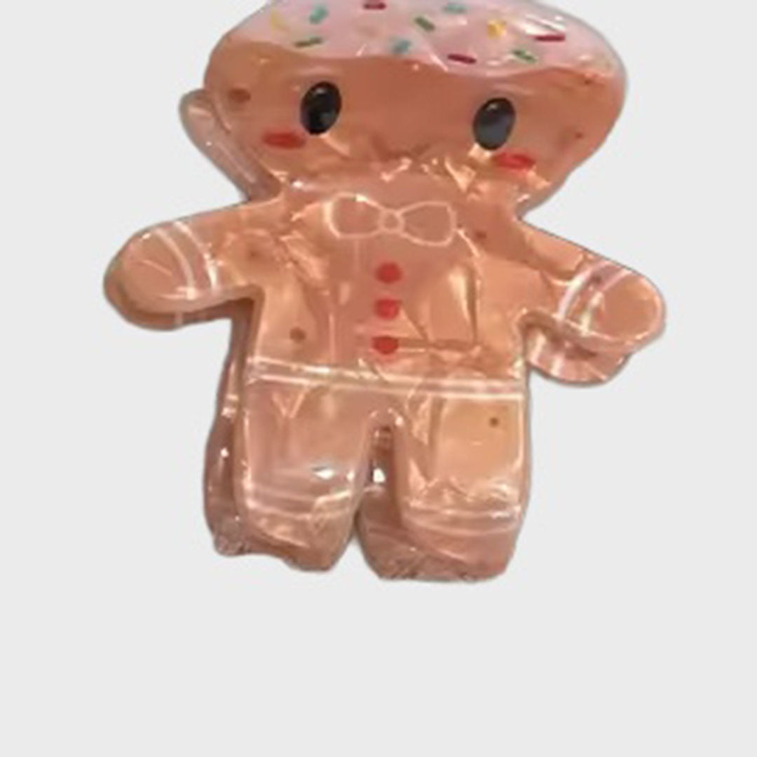 Gingerbread Man Hair Clip – detail view