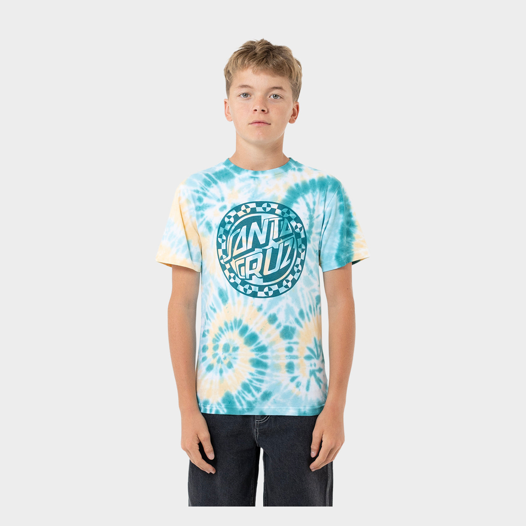 Malba Crash Dot Mono Front Tee | Teal Tie Dye