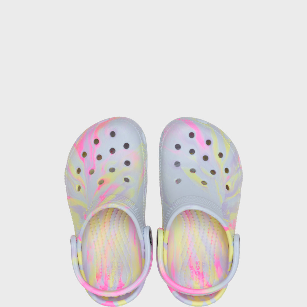 Toddler Classic Marbled Clog | Sky Ice/Multi — Top view
