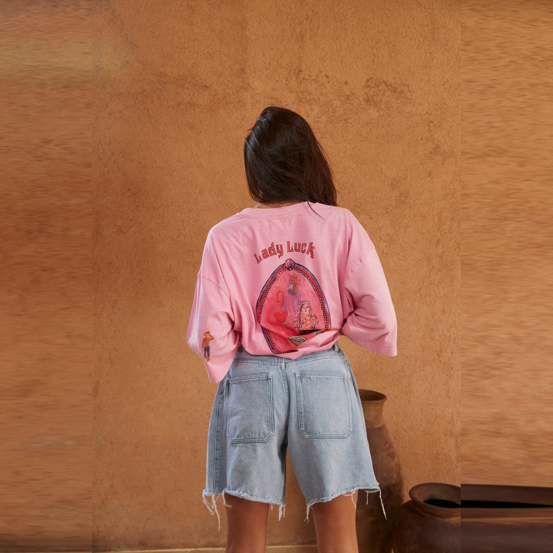 Very Oversized Lucky Mermaid Tee | Bright Pink — view 4