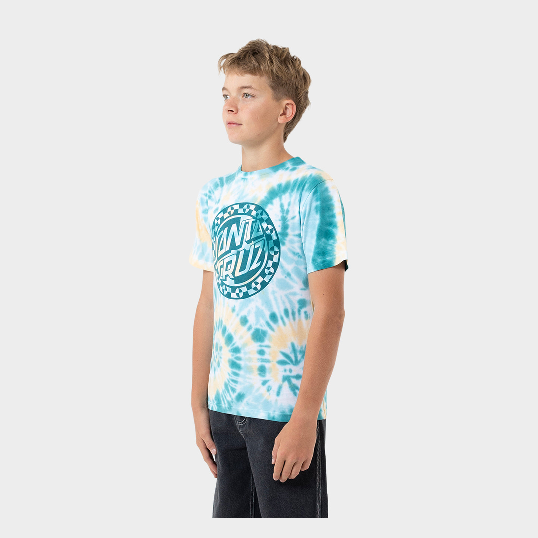 Malba Crash Dot Mono Front Tee | Teal Tie Dye