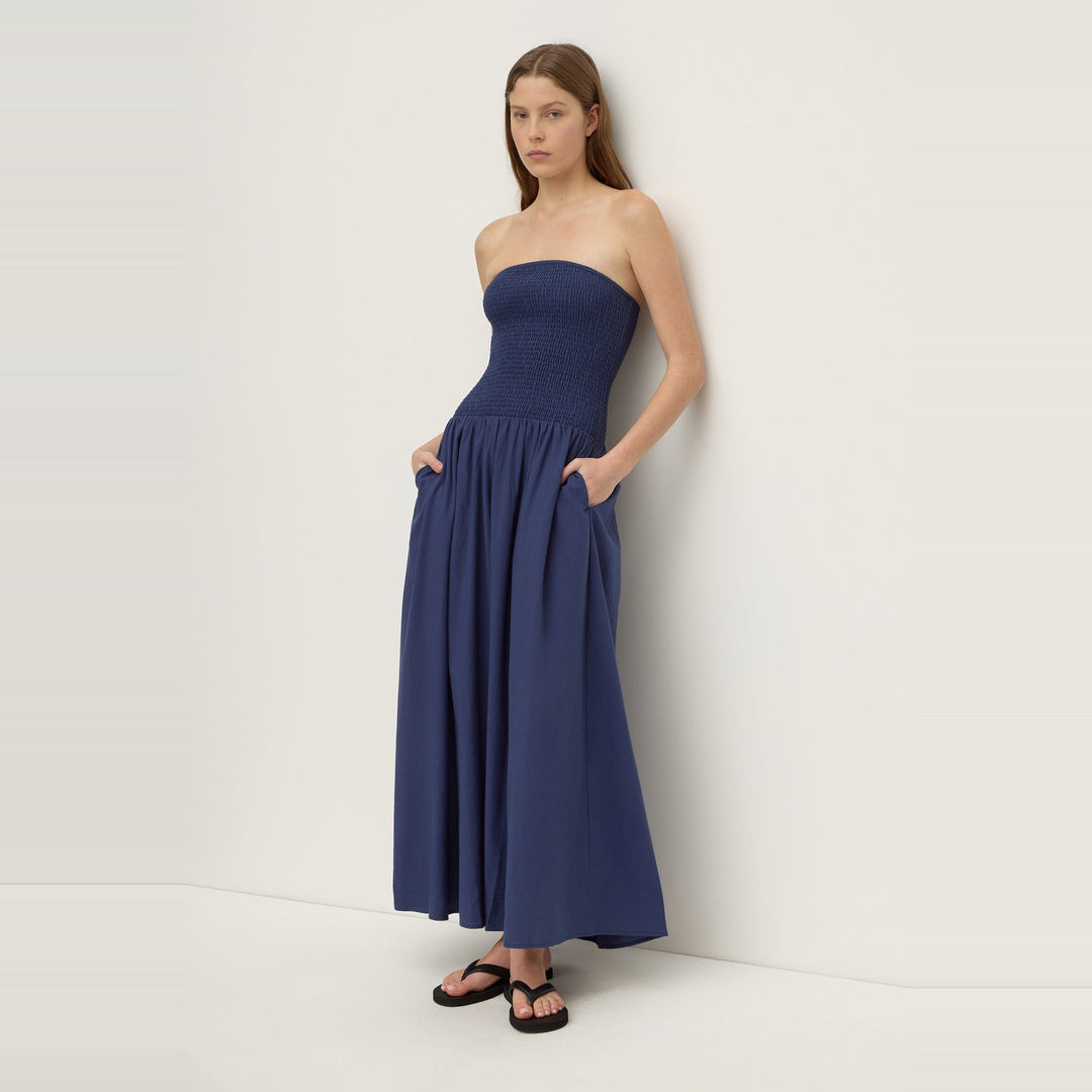 Connie Cotton Shirred Dress | Imperial Blue — image 4