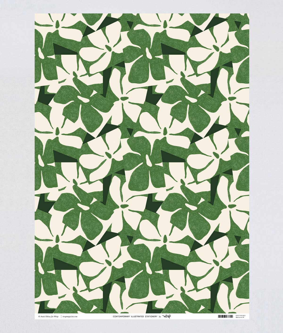 Floral Motif Green Gift Wrap
