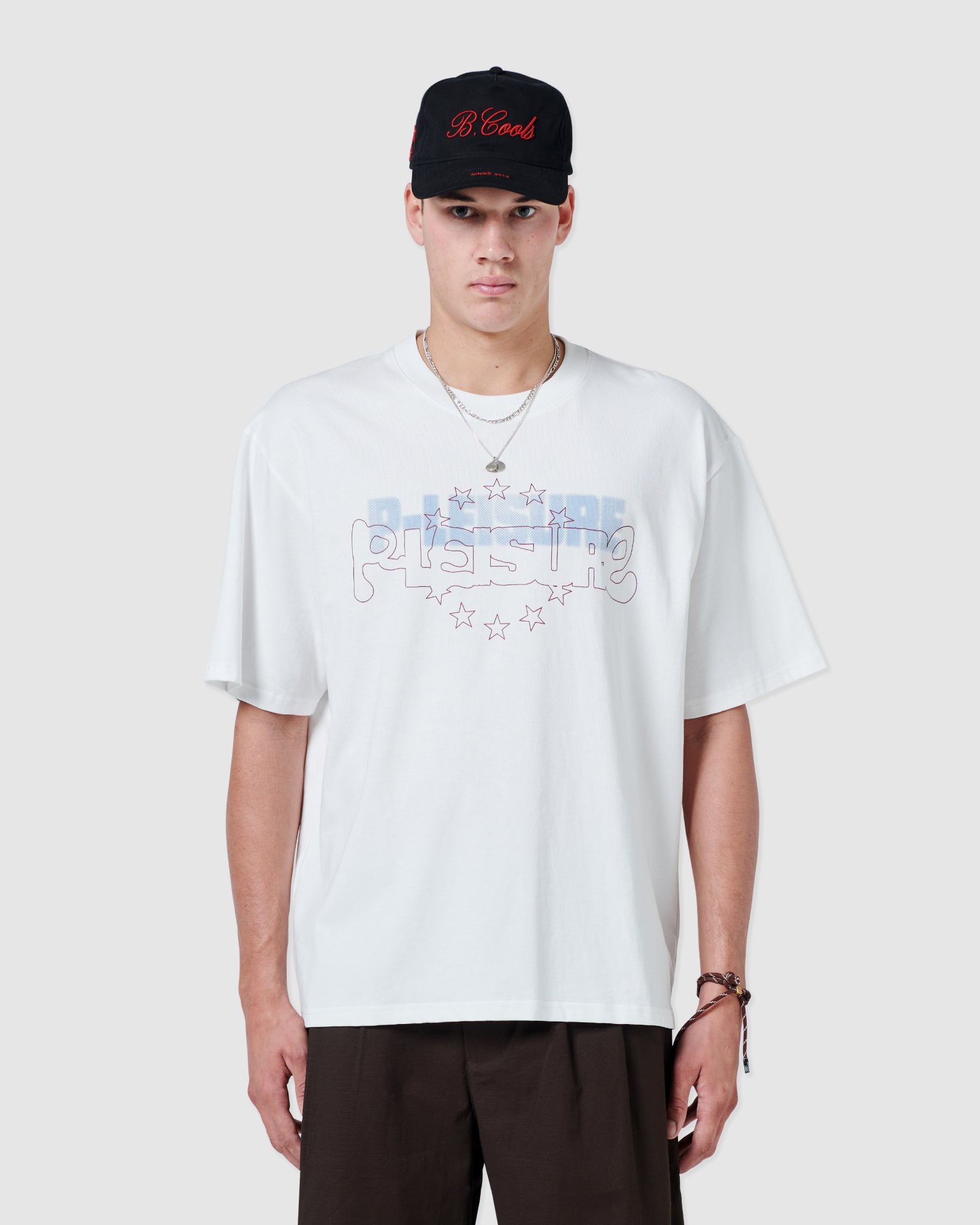 B.Cools P-Star T-shirt in white, worn front