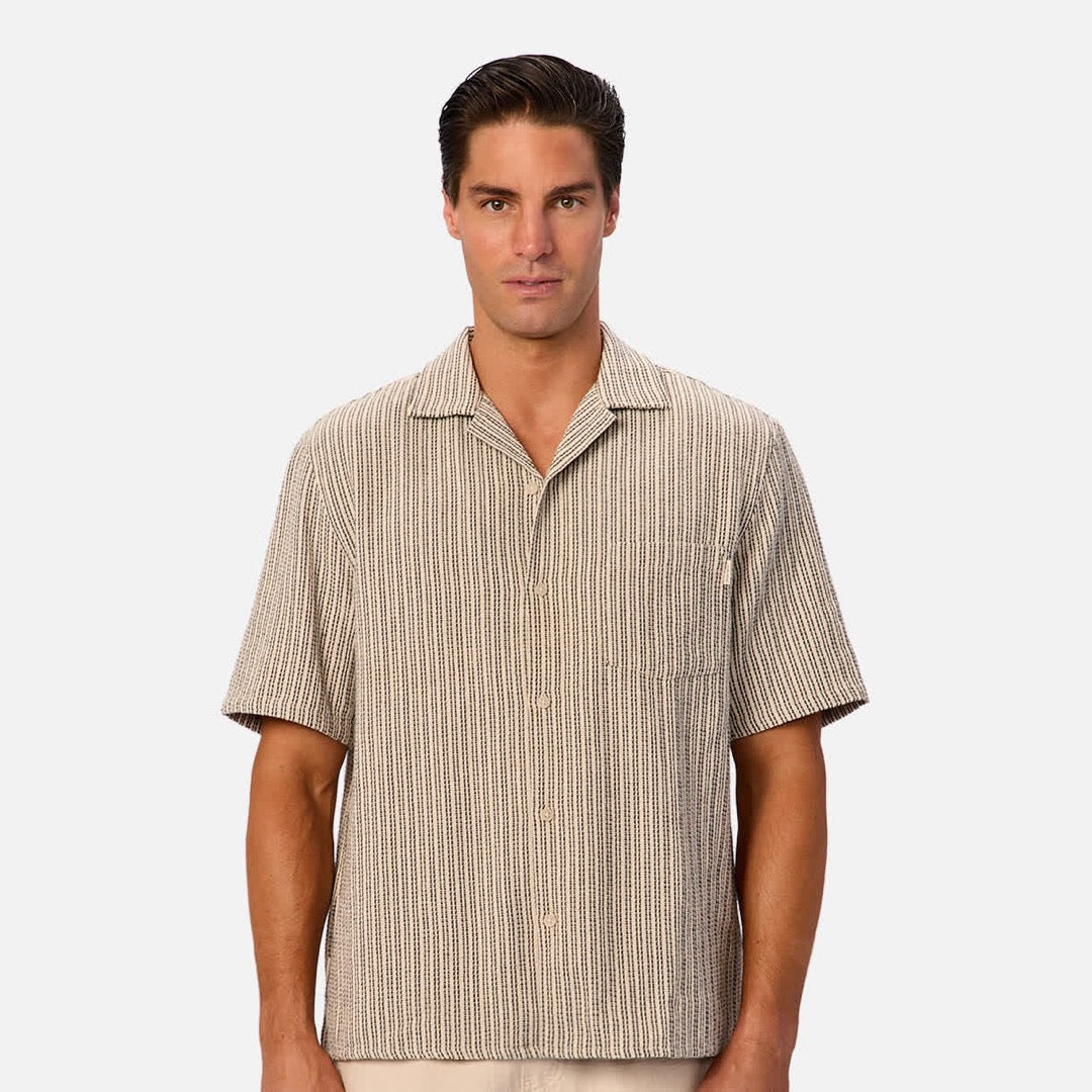 The Matera Short Sleeve Shirt | Sand / Charcoal official Industrie view 1