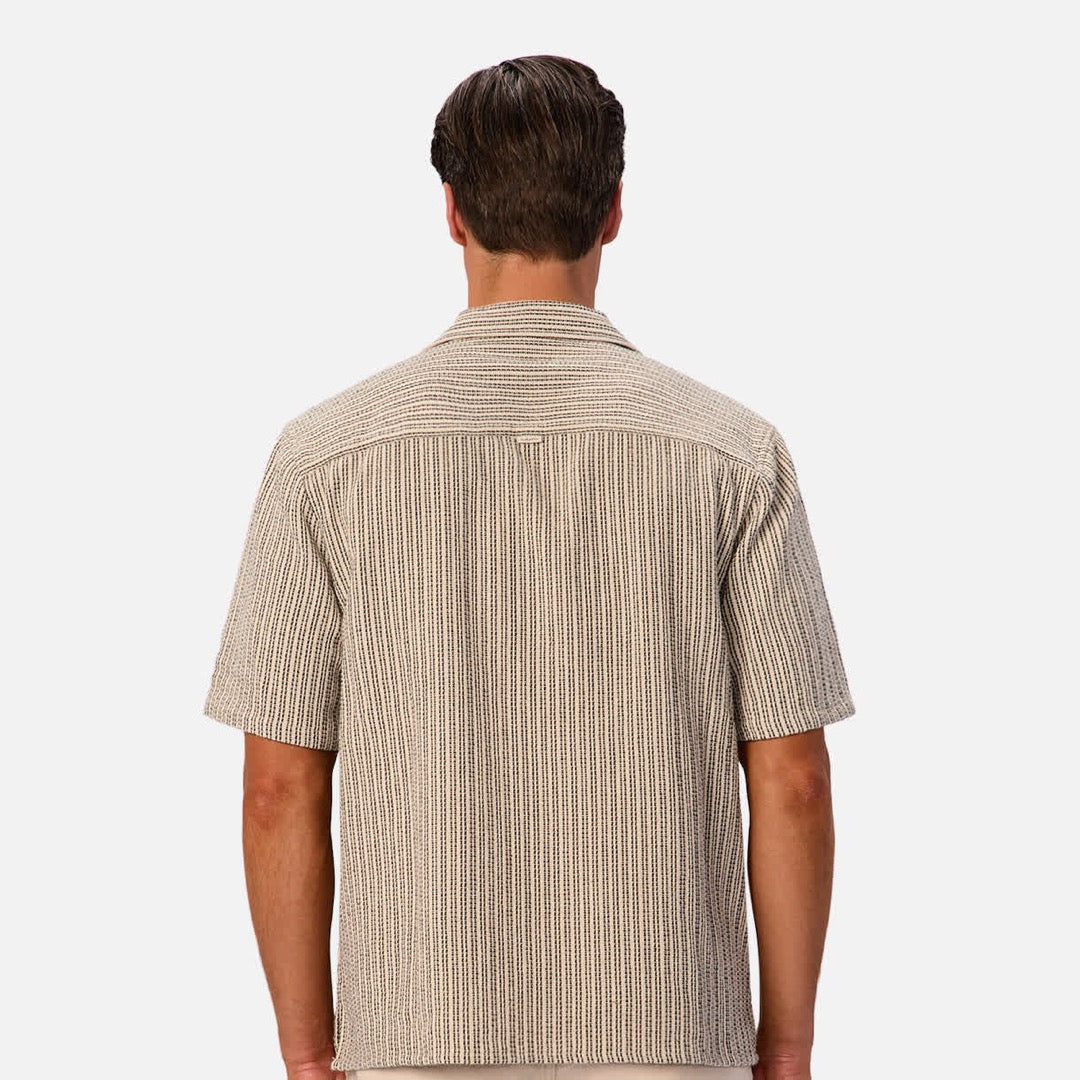 The Matera Short Sleeve Shirt | Sand / Charcoal official Industrie view 4