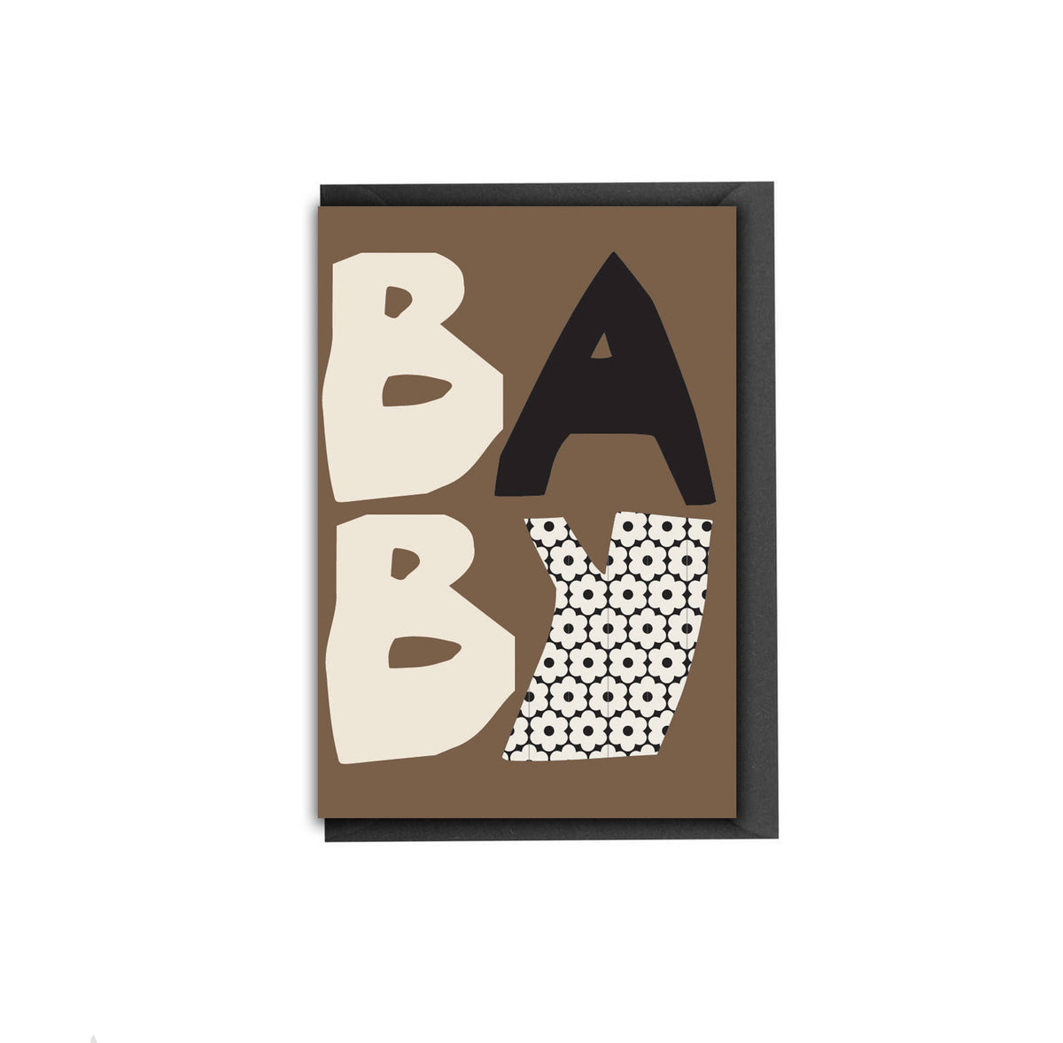 MUTED MONO NEW BABY CARD WITH ABSTRACT LETTERING