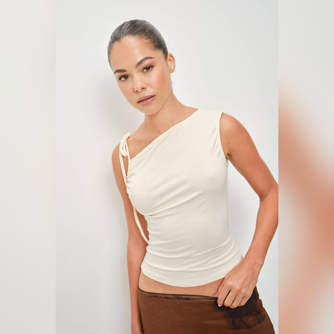 Cielo Tie Shoulder Top | Bone — image 1