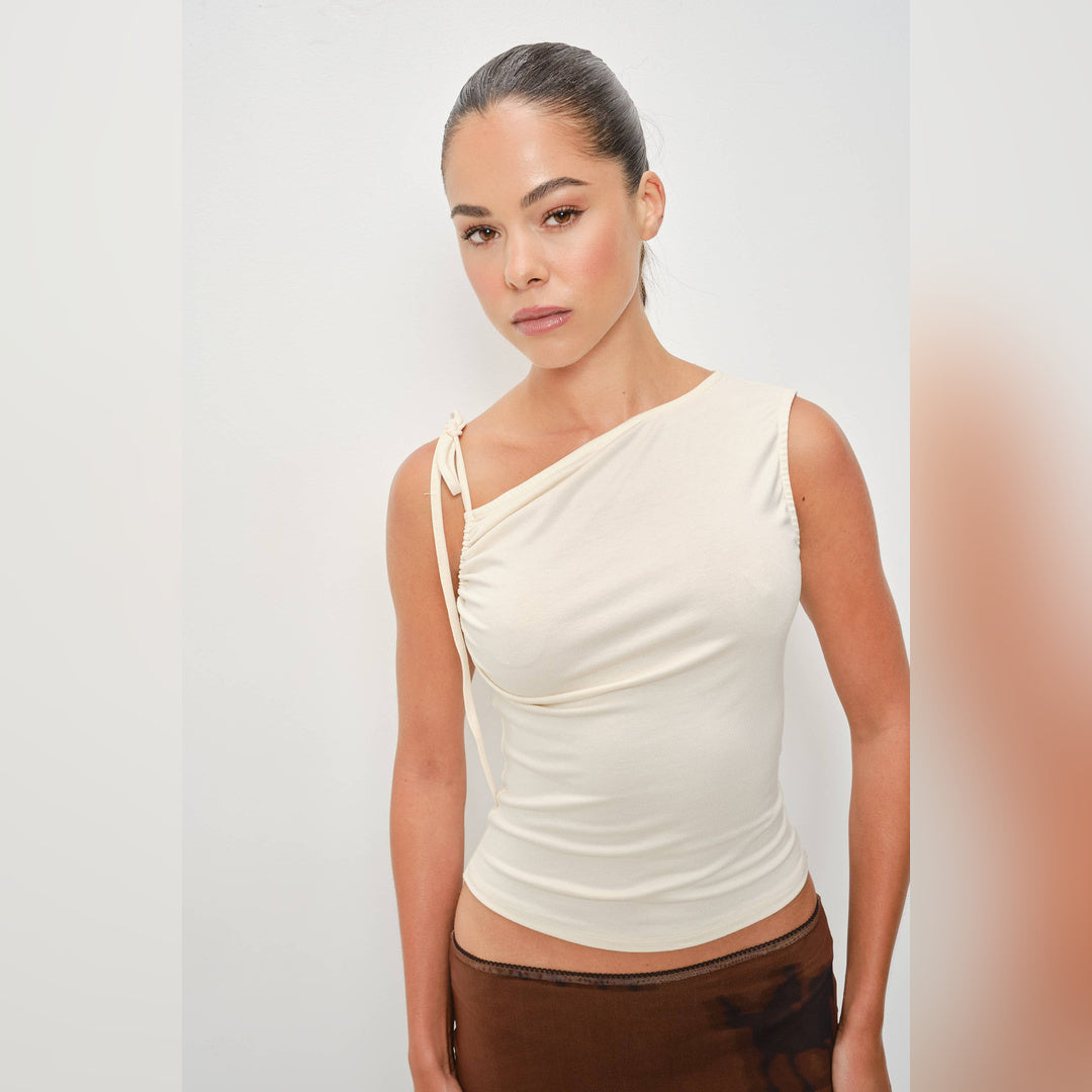 Cielo Tie Shoulder Top | Bone — image 2