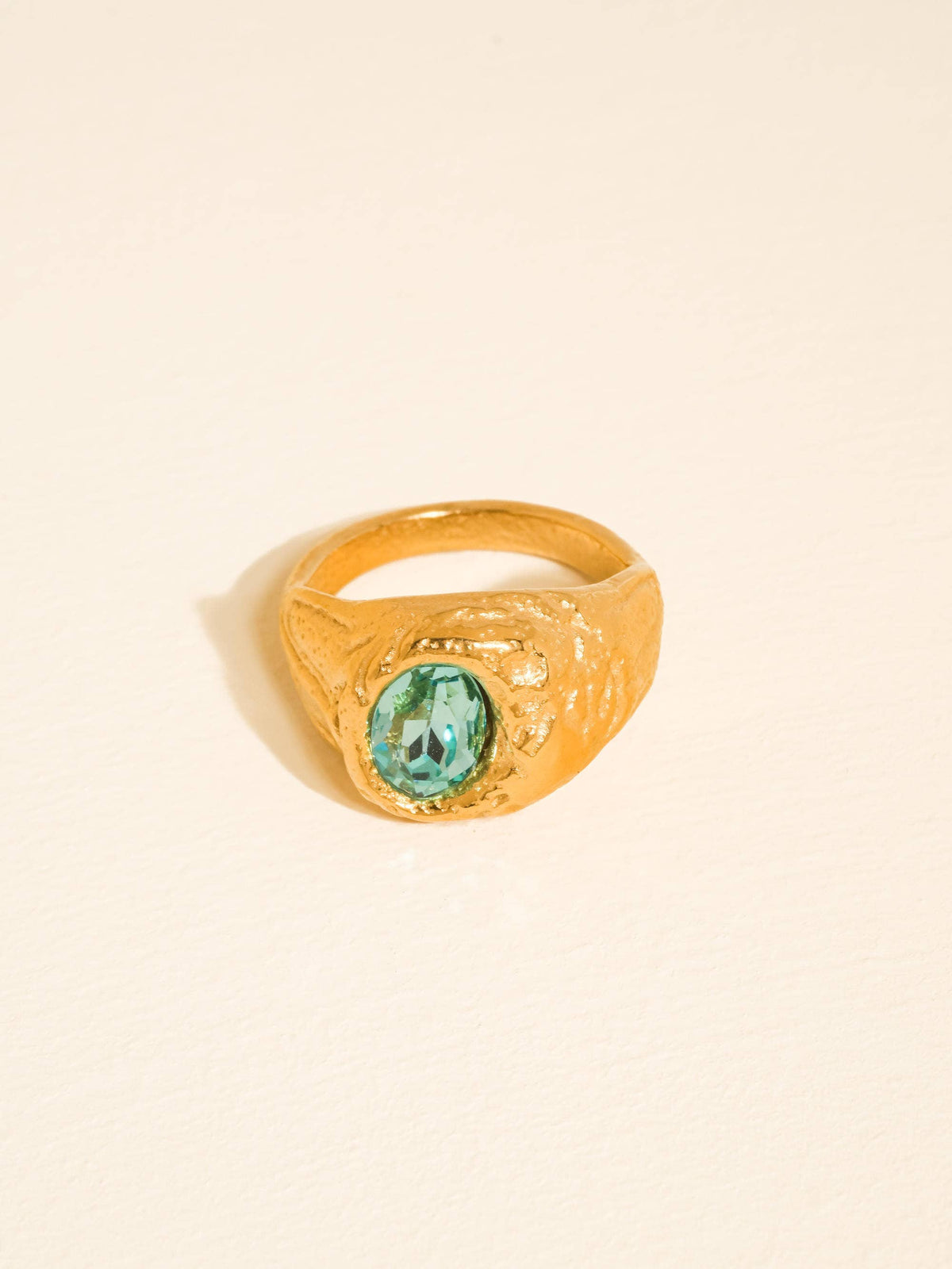 Frostine Blue CZ Signet Ring |18K Gold