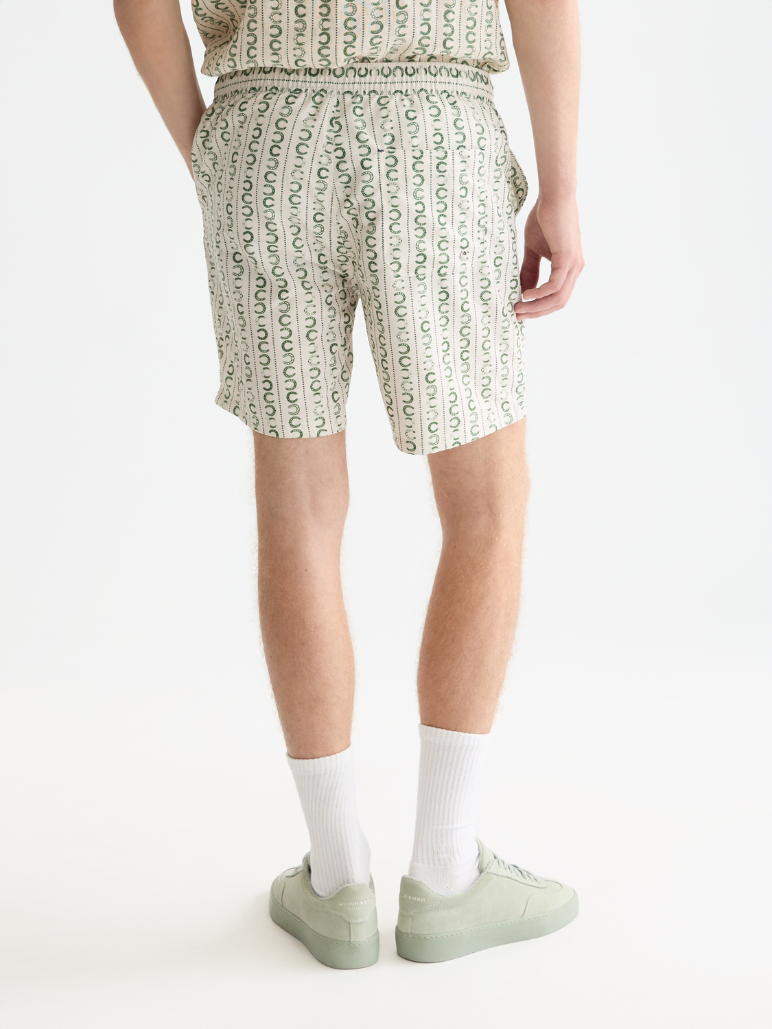 Scotch & Soda Printed Swim Shorts Horseshoe Stripe Eggnog back