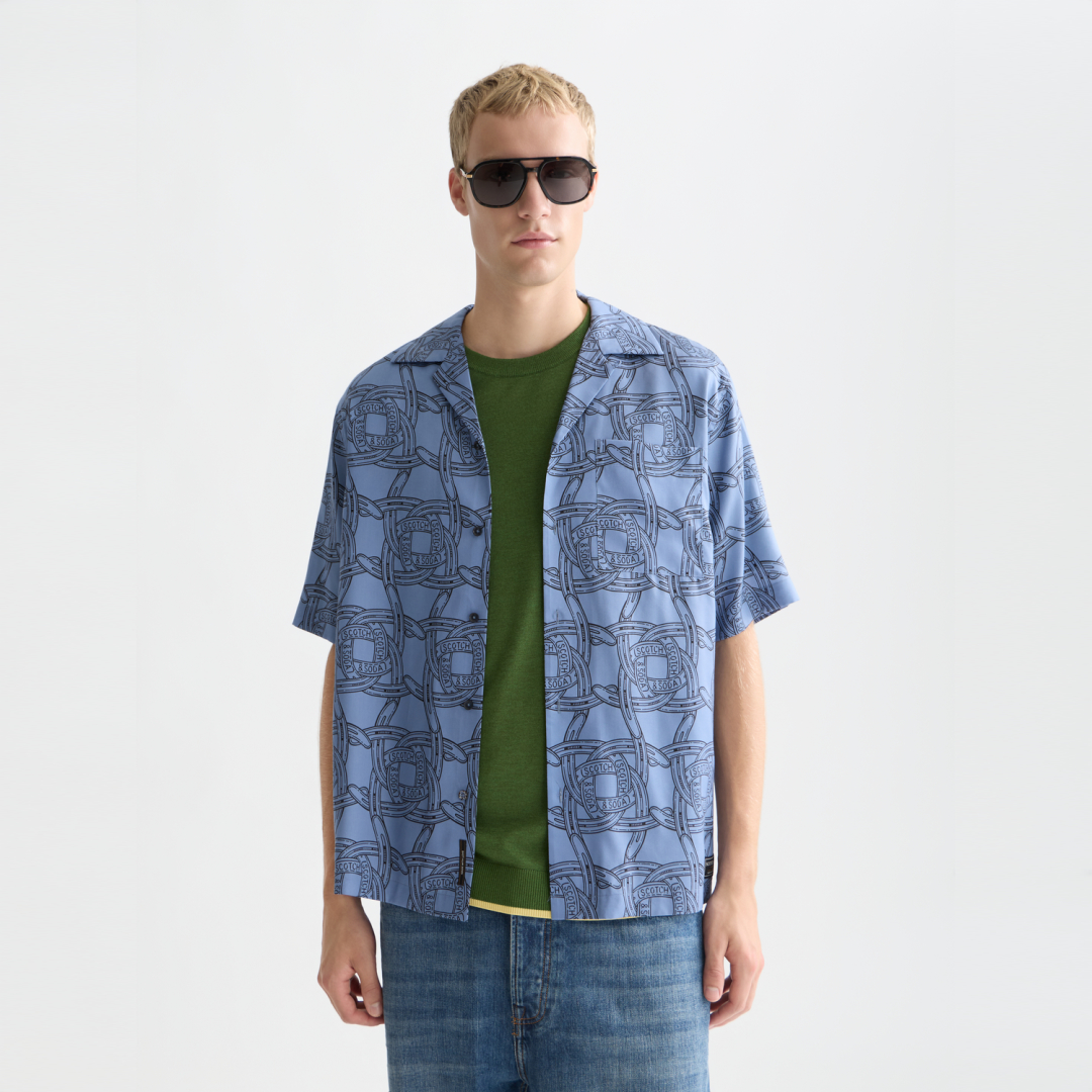 Scotch & Soda Printed Short Sleeve Shirt Horseshoes Infinity front