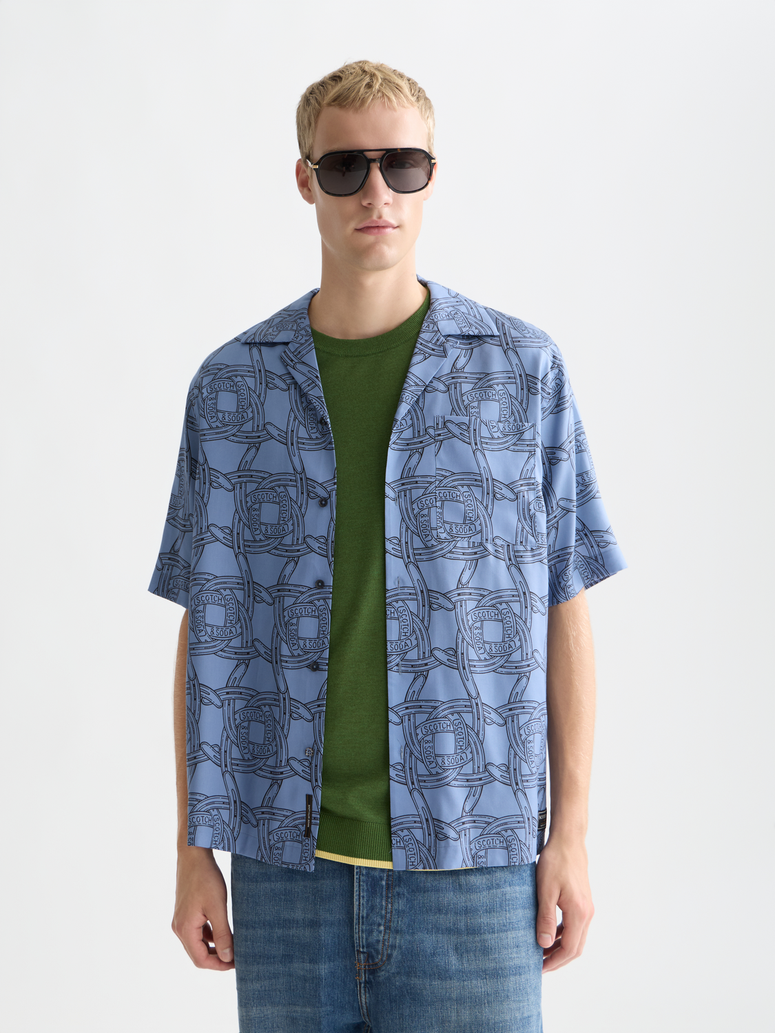 Scotch & Soda Printed Short Sleeve Shirt Horseshoes Infinity front