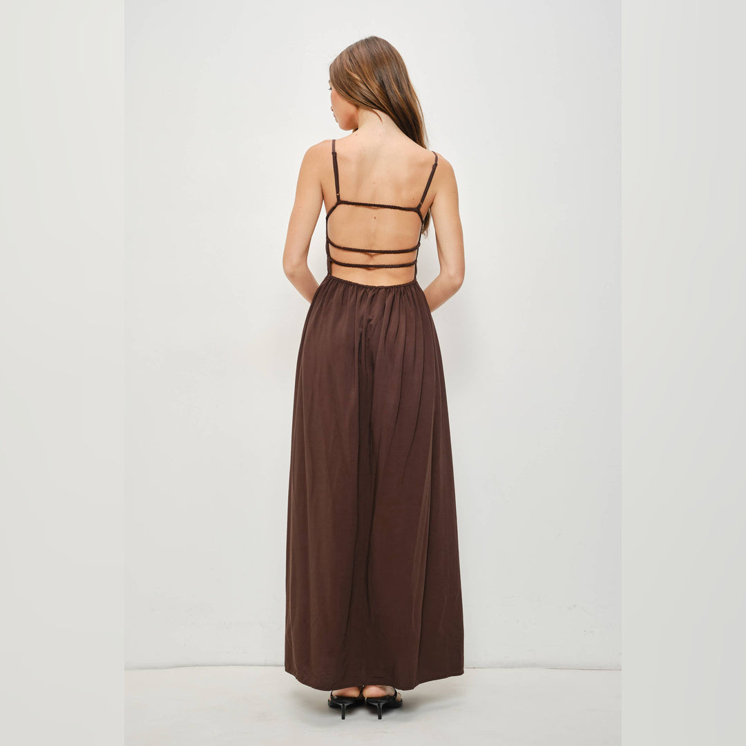 Adley Smocked Maxi Dress | Chocolate — image 2