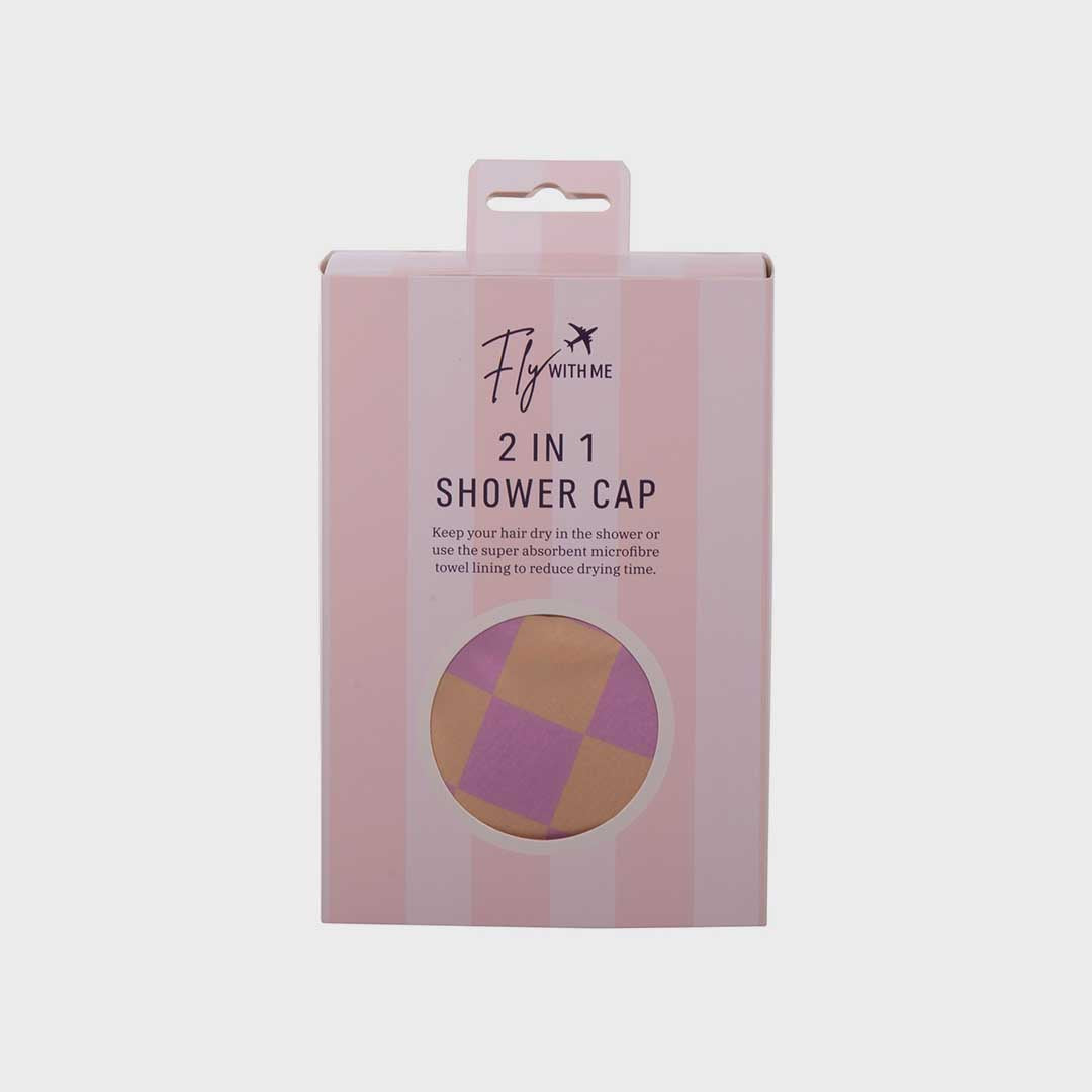 2 in 1 Shower Cap | Purple Biege