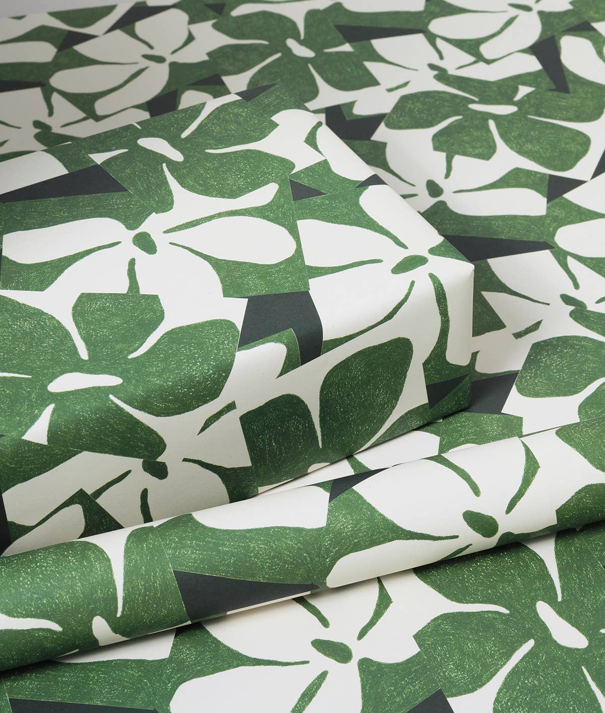 Floral Motif Green Gift Wrap