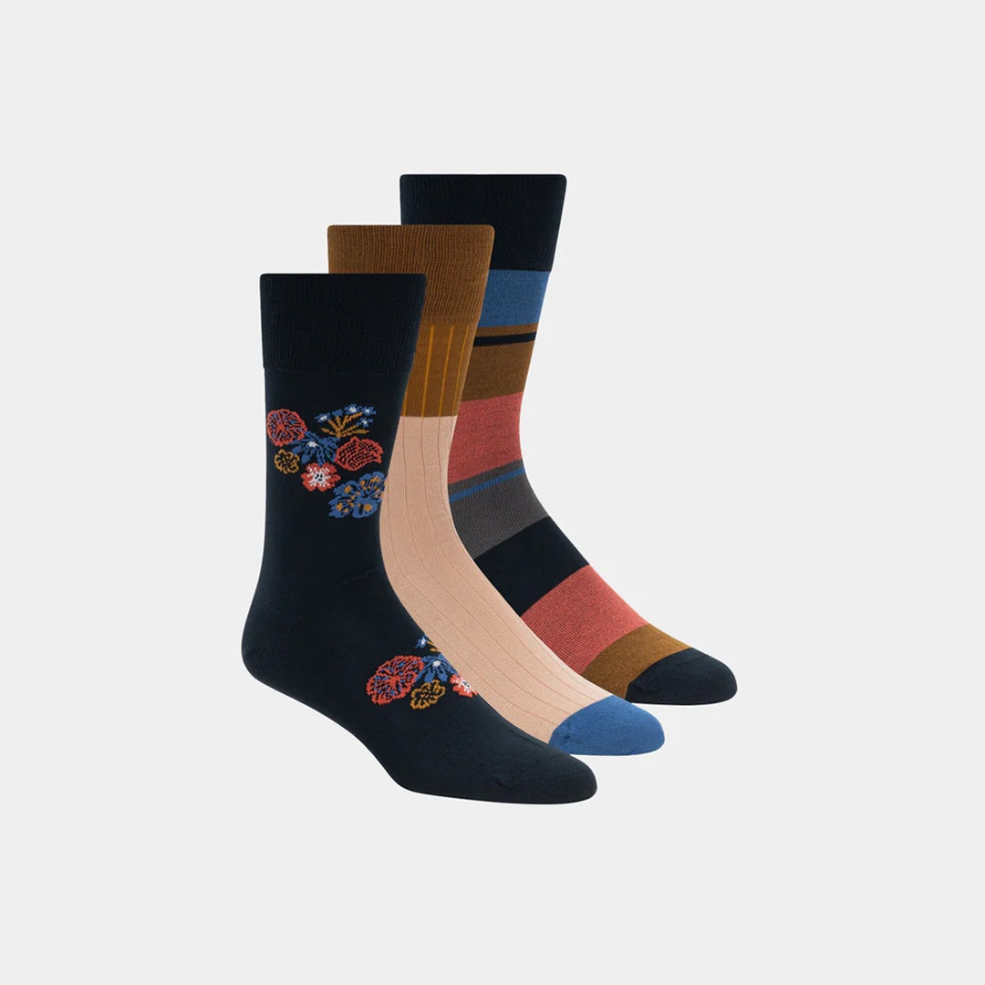 3-Pack Pattern Crew Socks | Navy